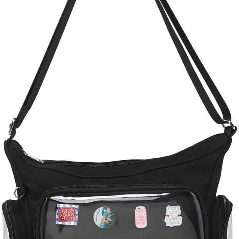 Canvas Ita Bag Crossbody Shoulder Bag with Anime Pins Display for Cosplay